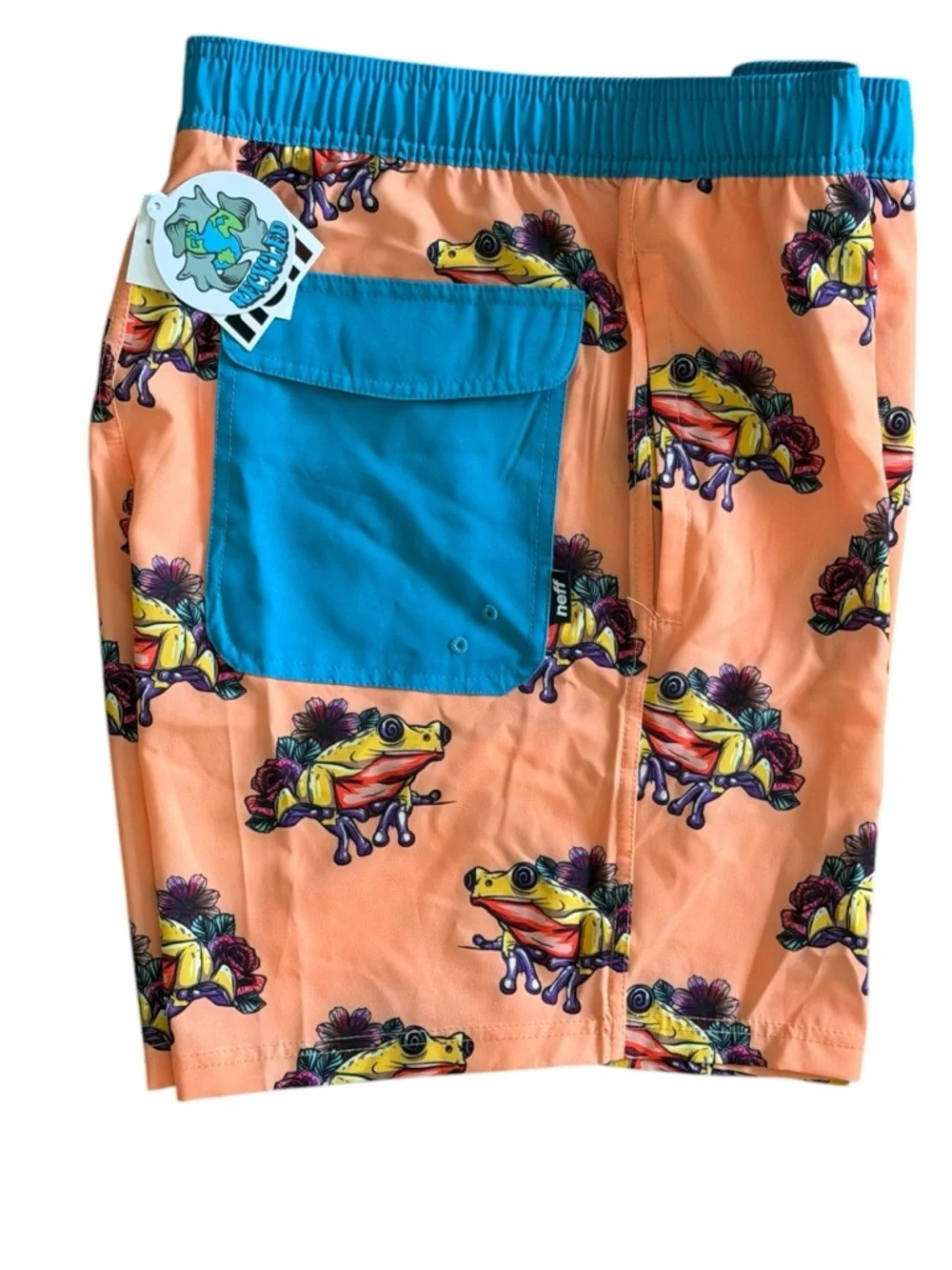 NWT NEFF Frog Floral Swim Trunks Men’s Graphic Print Board Shorts Size L